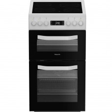 Hotpoint HDE5VDCW 50cm Electric Cooker, Electric Oven, Grill, 4 Zone Ceramic Hob