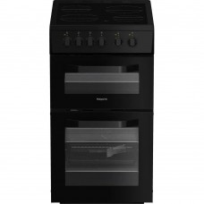 Hotpoint HTE5VCB 50cm Electric Cooker, Electric Oven, Grill, 4 Zone Ceramic Hob